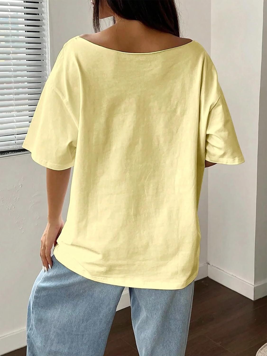 SXV STYLE SOL Women Summer Loose Asymmetrical Neck Cocktail Fruit Orange Y2K Graphic Oversized T-Shirt - Image 2