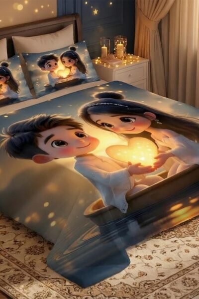 7D Fairy Glow of LoveHouse Collection Double Bedsheet 90x100 inch with 2 Pillow Covers