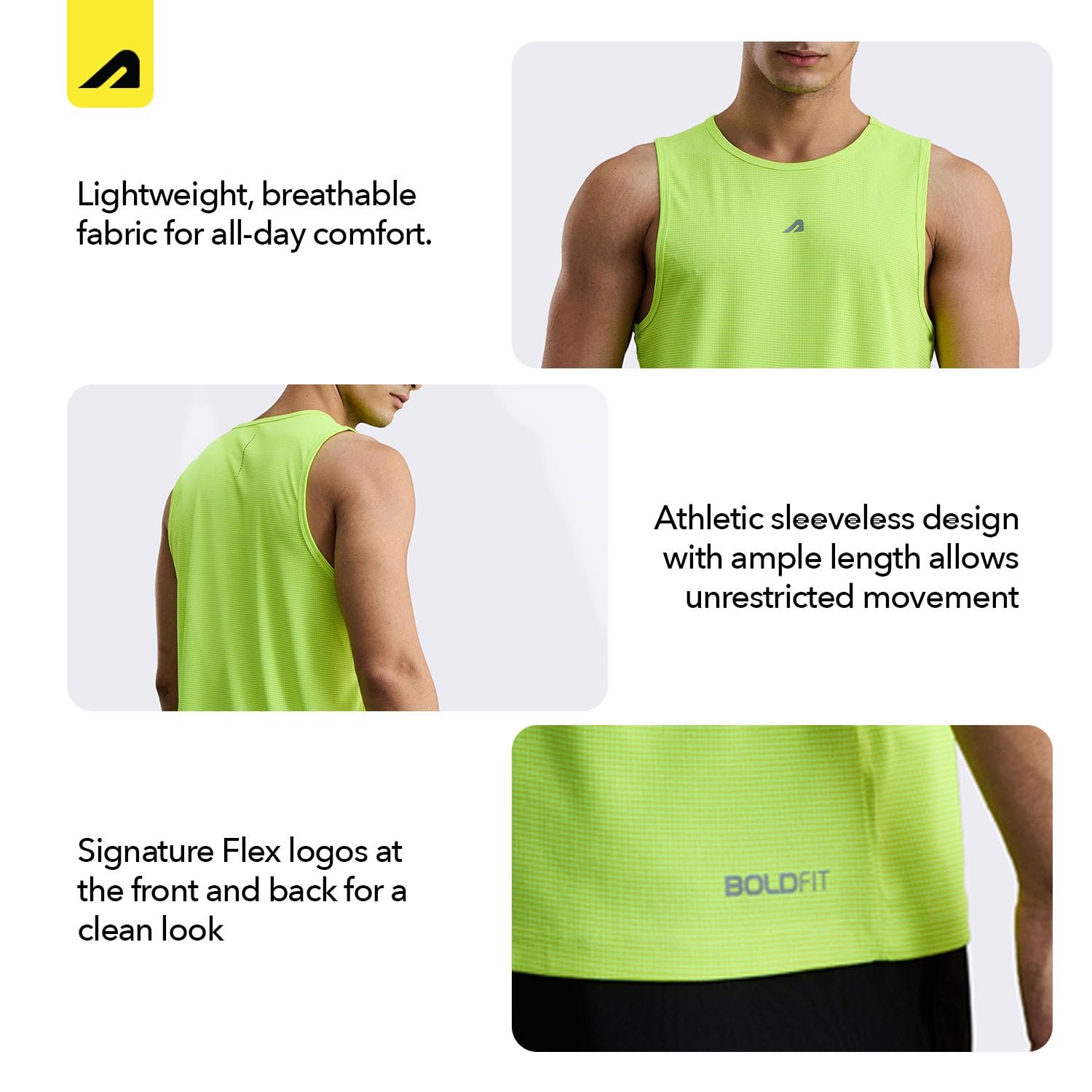 Boldfit Men's Polyester Regular Fit Vest - Multipurpose Sando for Gym, Running, Outdoor - Sleeveless Undershirt, Round Neck Baniyan - Quick Drying, Breathable - Image 3