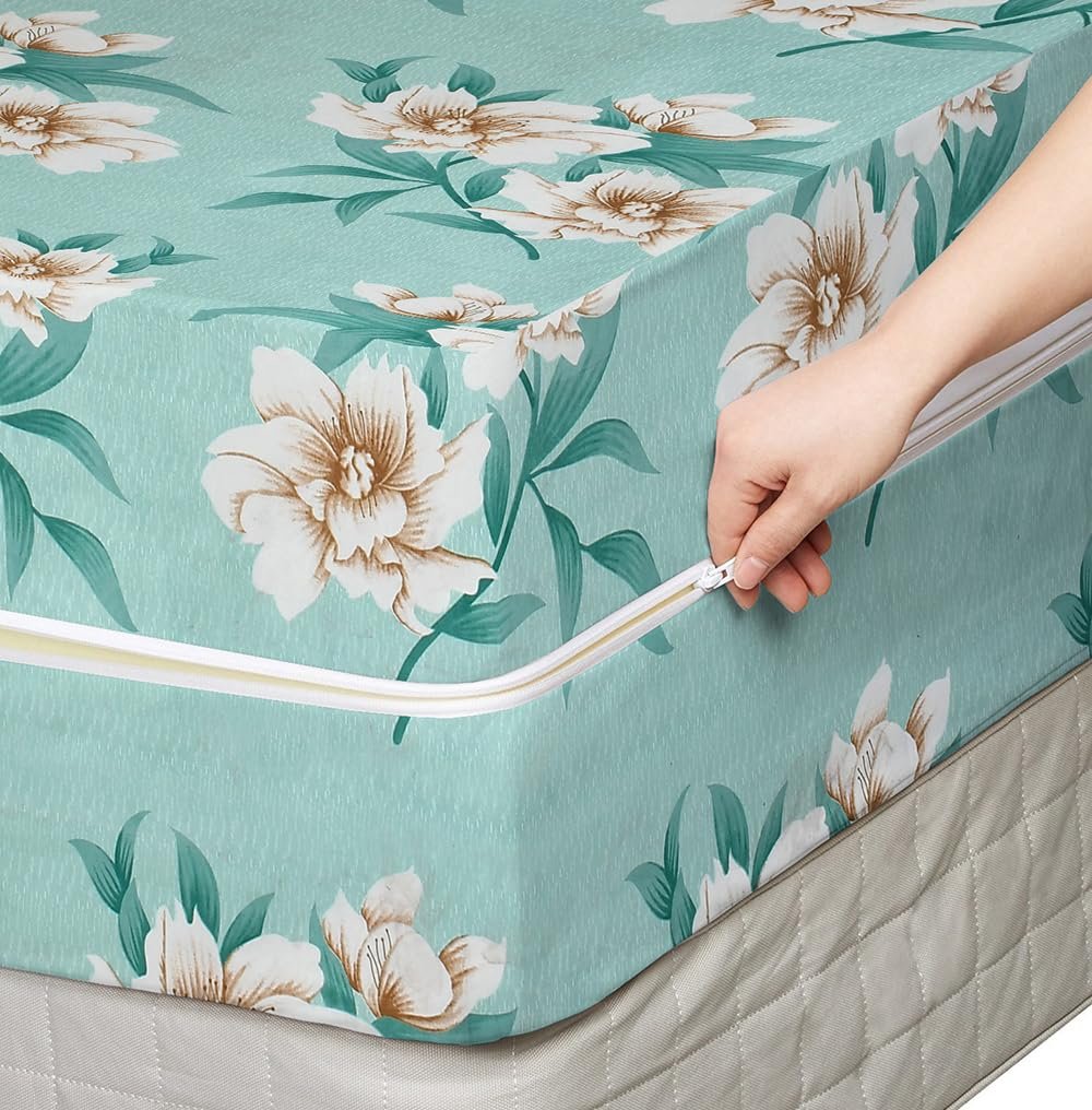 BSB HOME Premium Cotton Printed Mattress Cover/Protector with Zipper Chain - Image 4