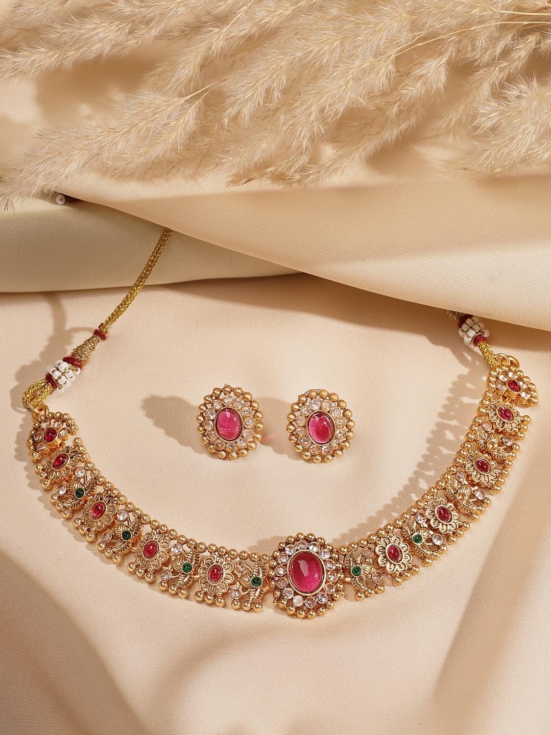 Shining Diva Fashion Latest Stylish Design Fancy Traditional Necklace Jewellery Set for Women (16637s) - Image 3