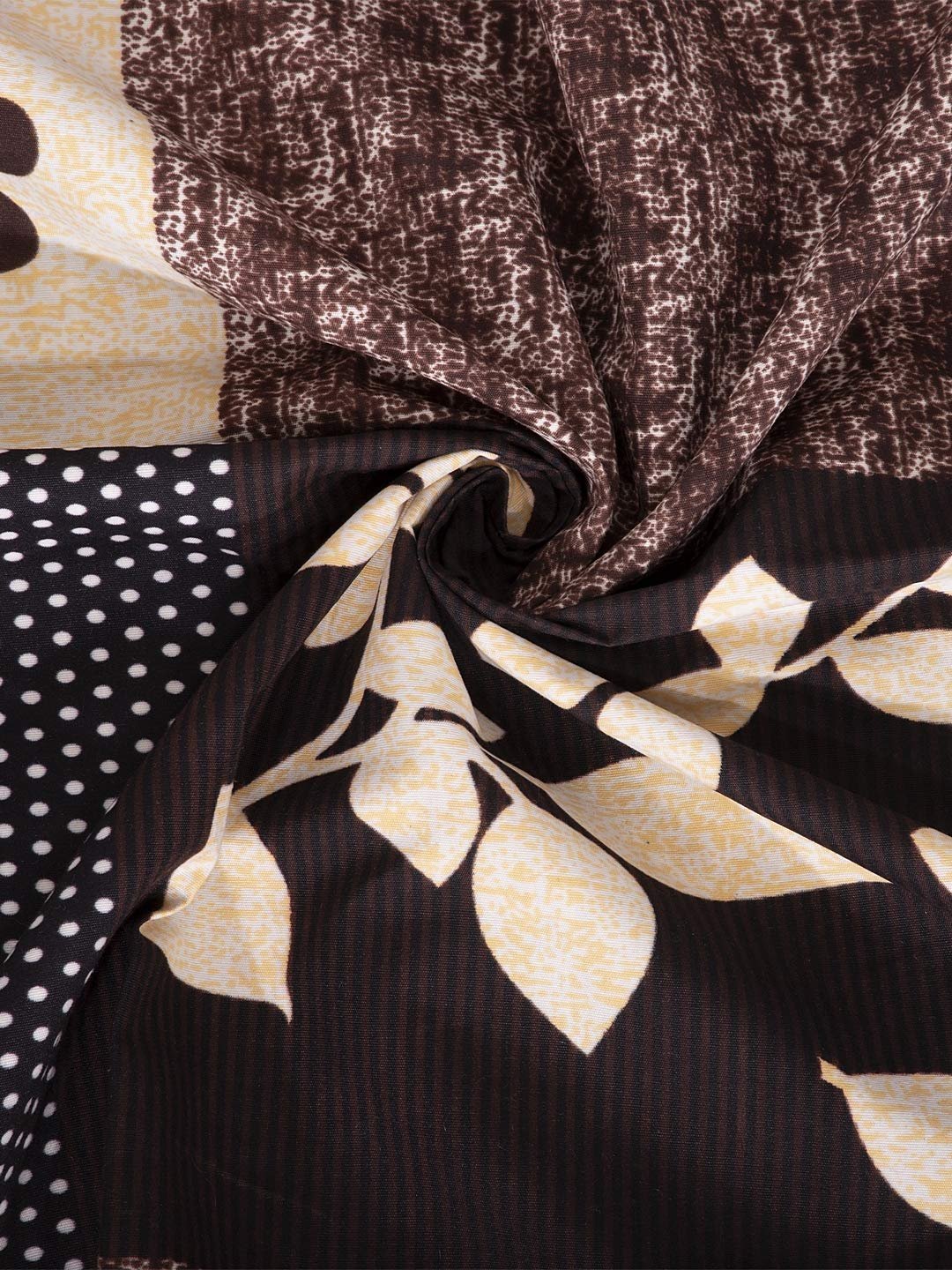 Fashion String 144 TC Microfibre Brown Single Bedsheet with 1 Pillow Cover - Image 2