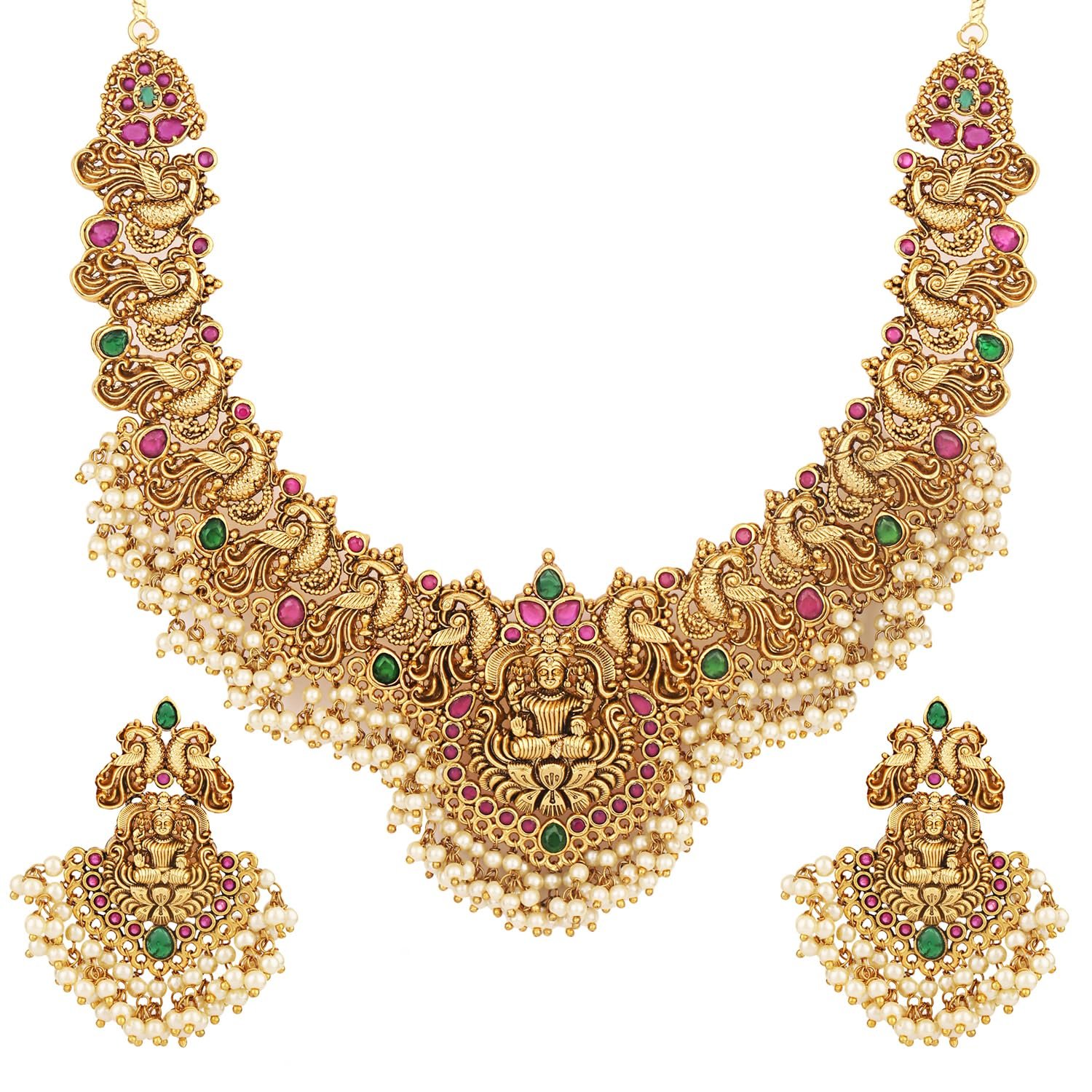 Shining Diva Fashion Latest Stylish Fancy Pearl Choker Traditional Jewellery Set for Women