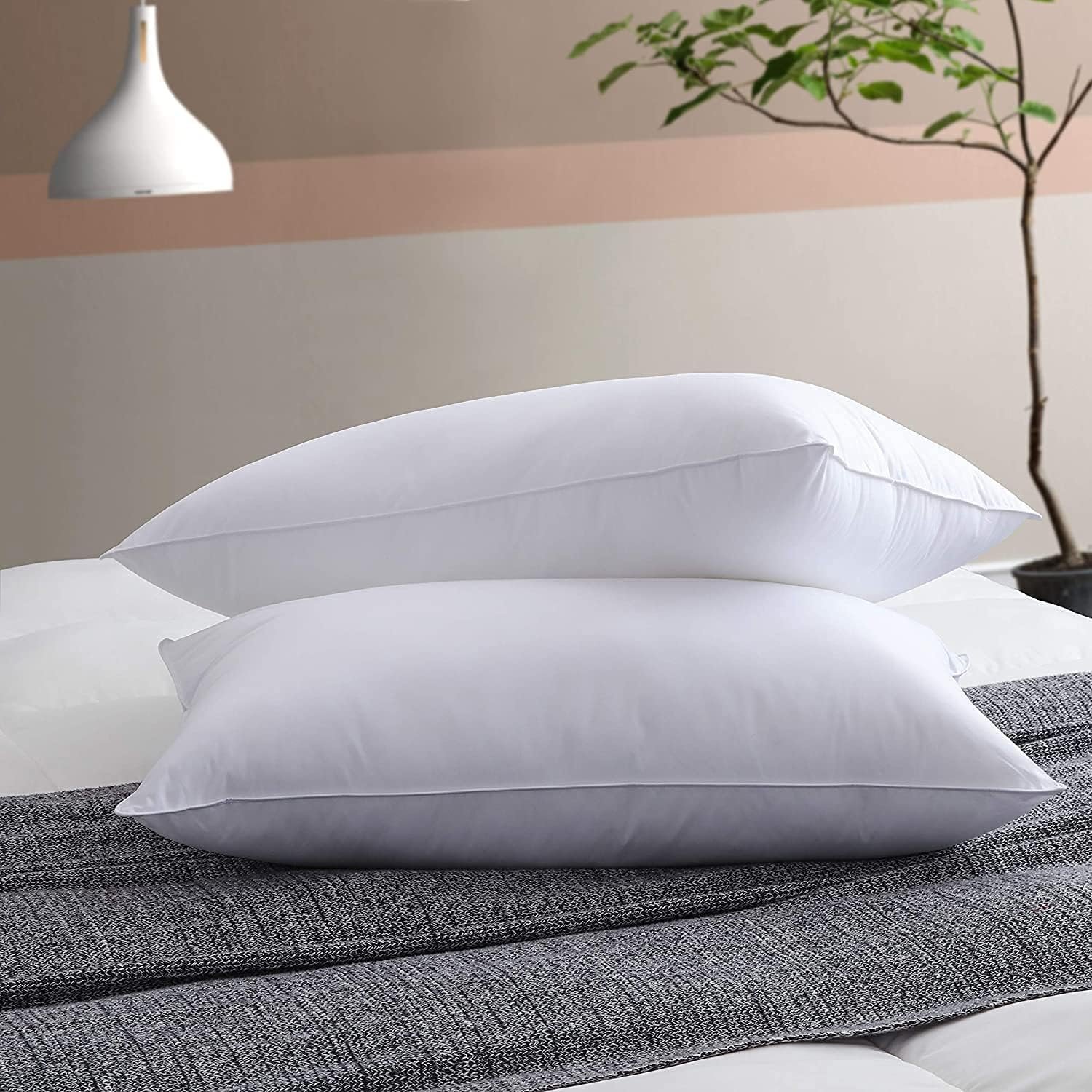 Microfiber Pillows Soft Adjustable Pillow for Sleeping - 16 x 24 Inches -, White, 2, King (U.K. Standard) A-Z