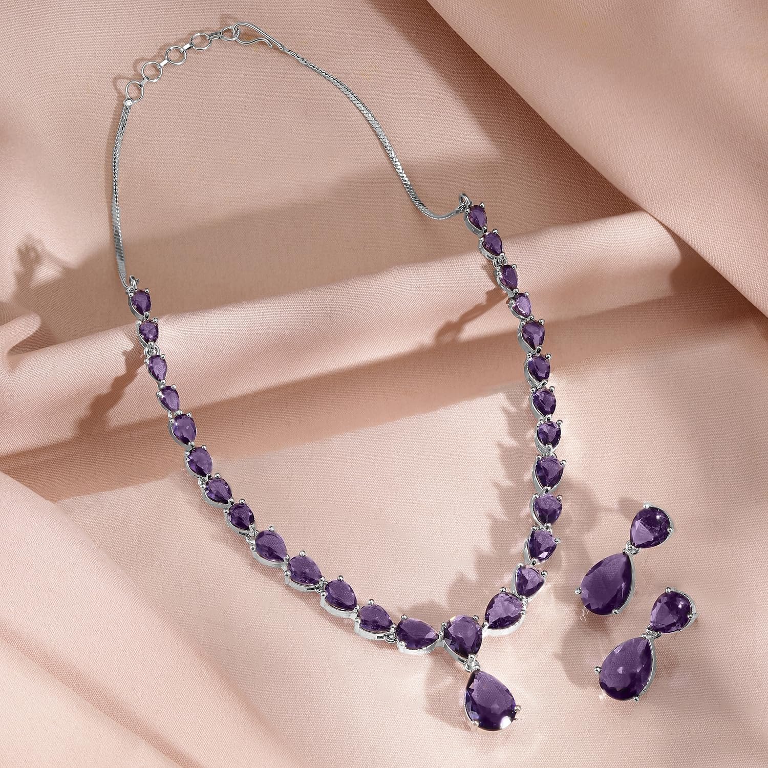 Rubans Necklace Set Rhodium Plated Crystal Studded Jewellery Gift for Women & Girls - Image 3