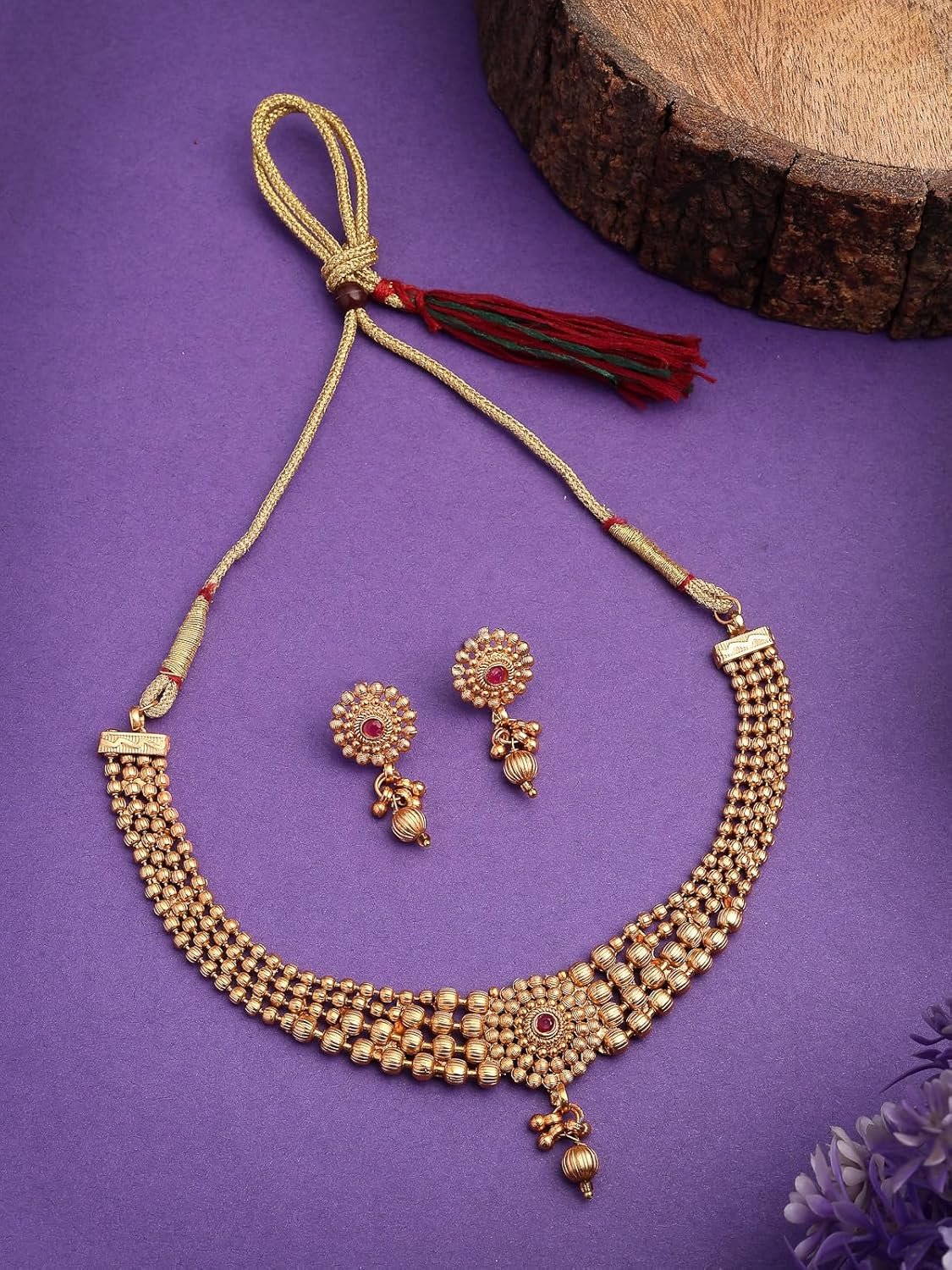 Sukkhi Classic Gold Plated Choker Necklace with Drop Earring Jewellery Set For Women & Girls - Image 3