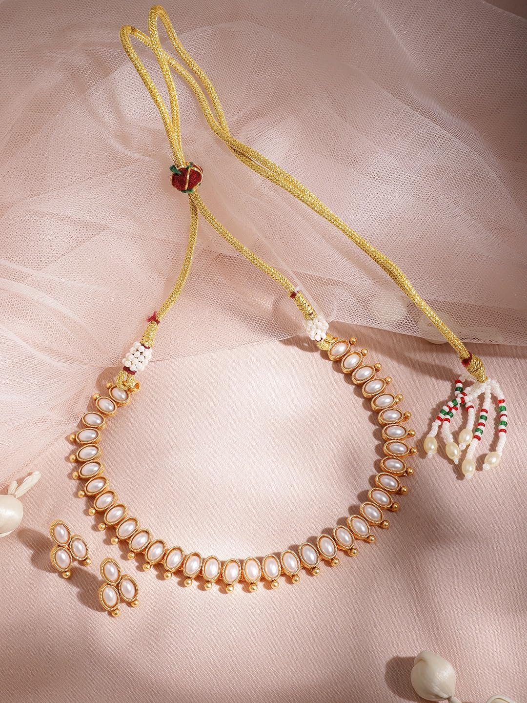 Rubans Necklace Set Gold Plated Traditional Stylish Jewellery Gift for Women & Girls - Image 4